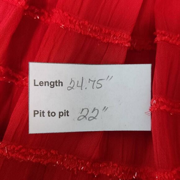 Liz Claiborne Red Sleeveless Top with Bubble Hemline and Sparkly Accents Size 1X - Picture 9 of 9